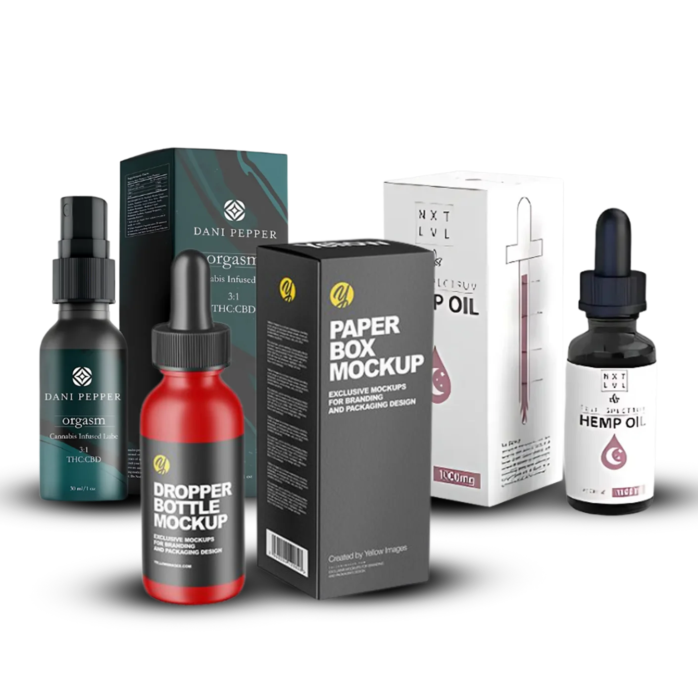 Custom CBD packaging boxes from Horizons Packaging — tincture, oil, and cartridge boxes