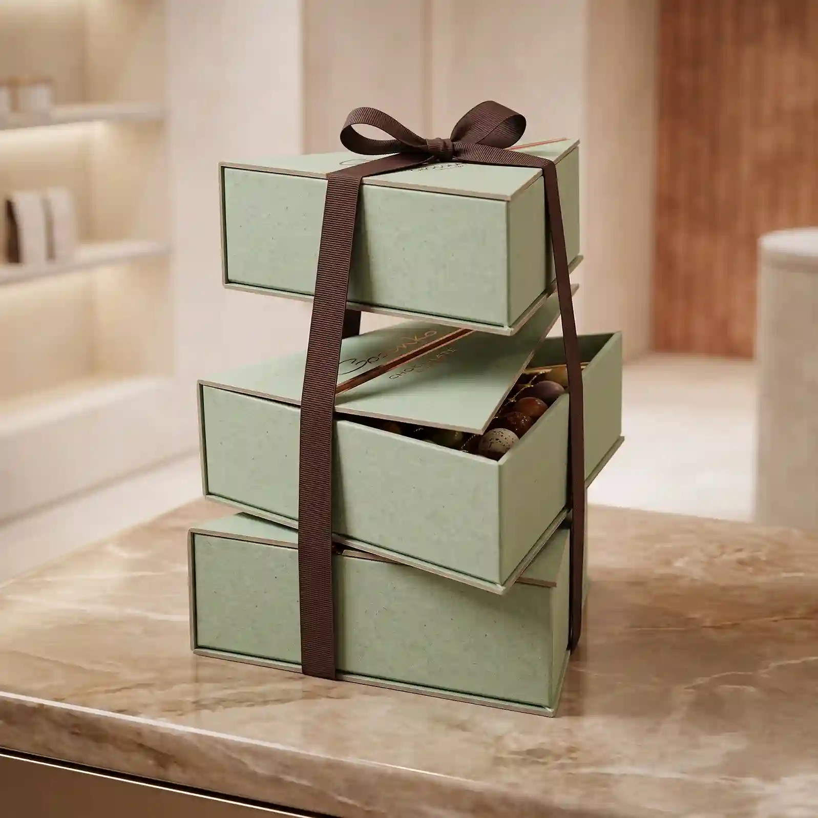 Custom chocolate bomb box from Horizons Packaging