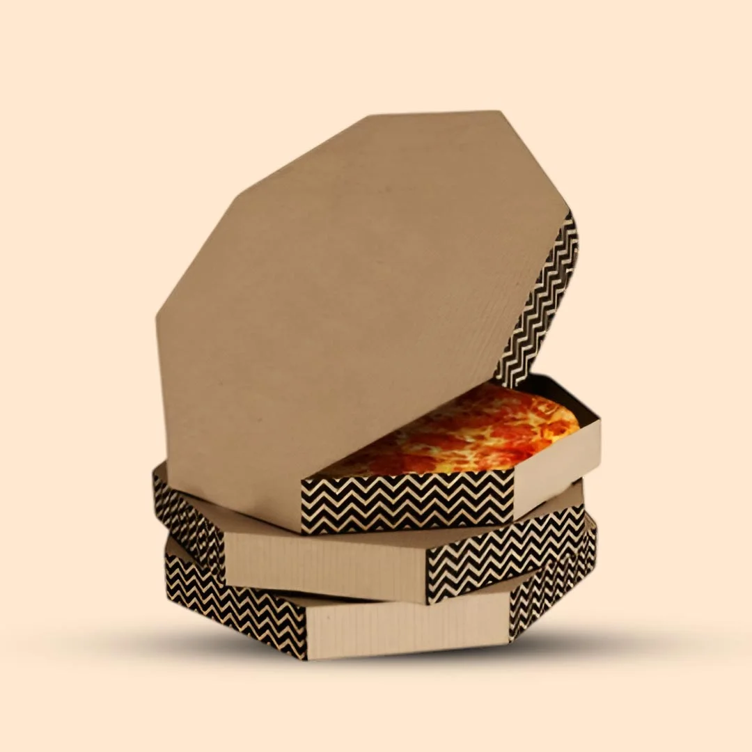 Custom round pizza box from Horizons Packaging