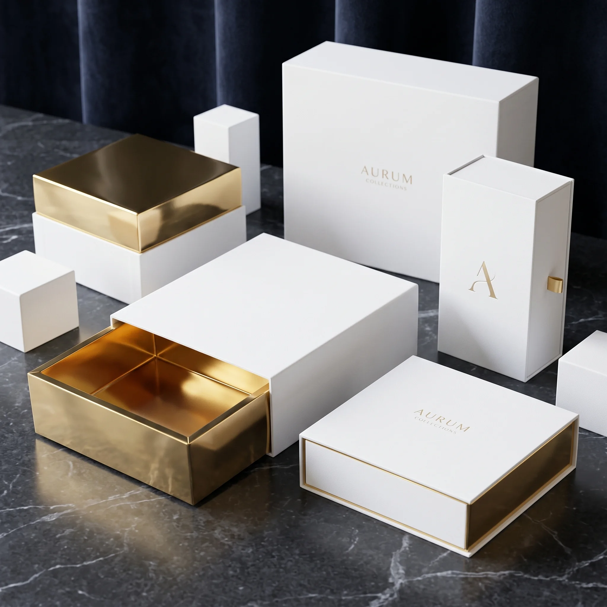 Custom gold foil box from Horizons Packaging