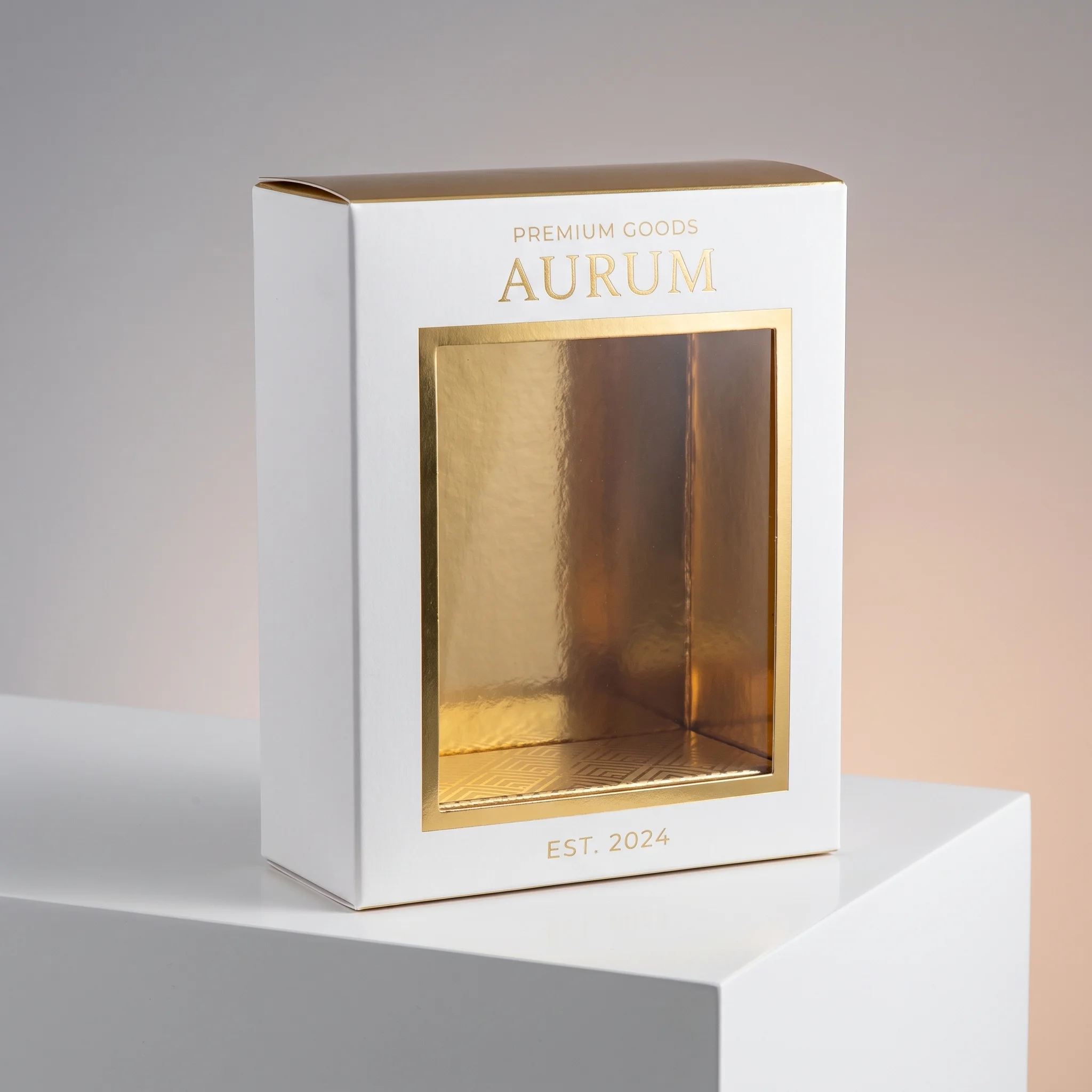 Custom gold foil box from Horizons Packaging