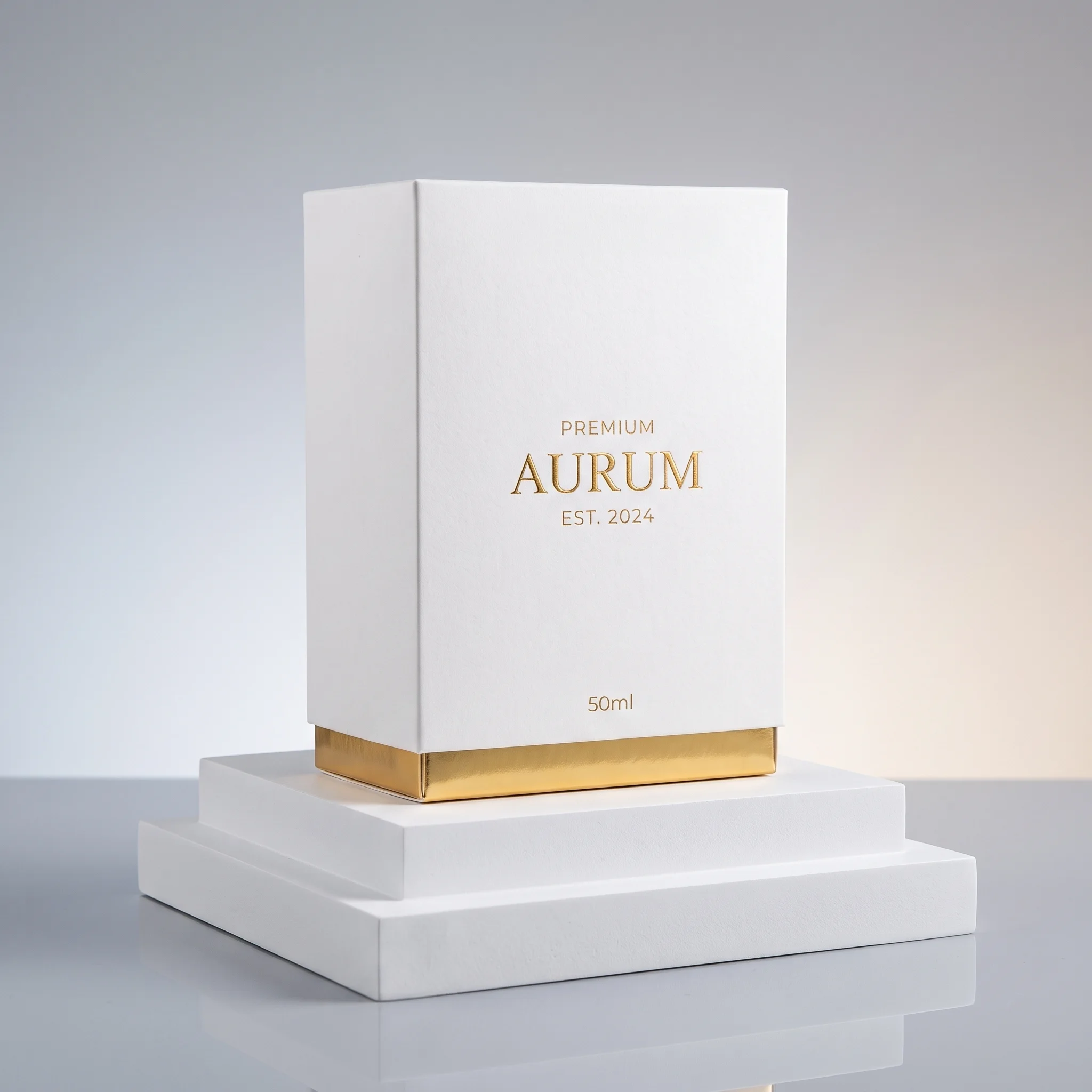 Custom gold foil box from Horizons Packaging
