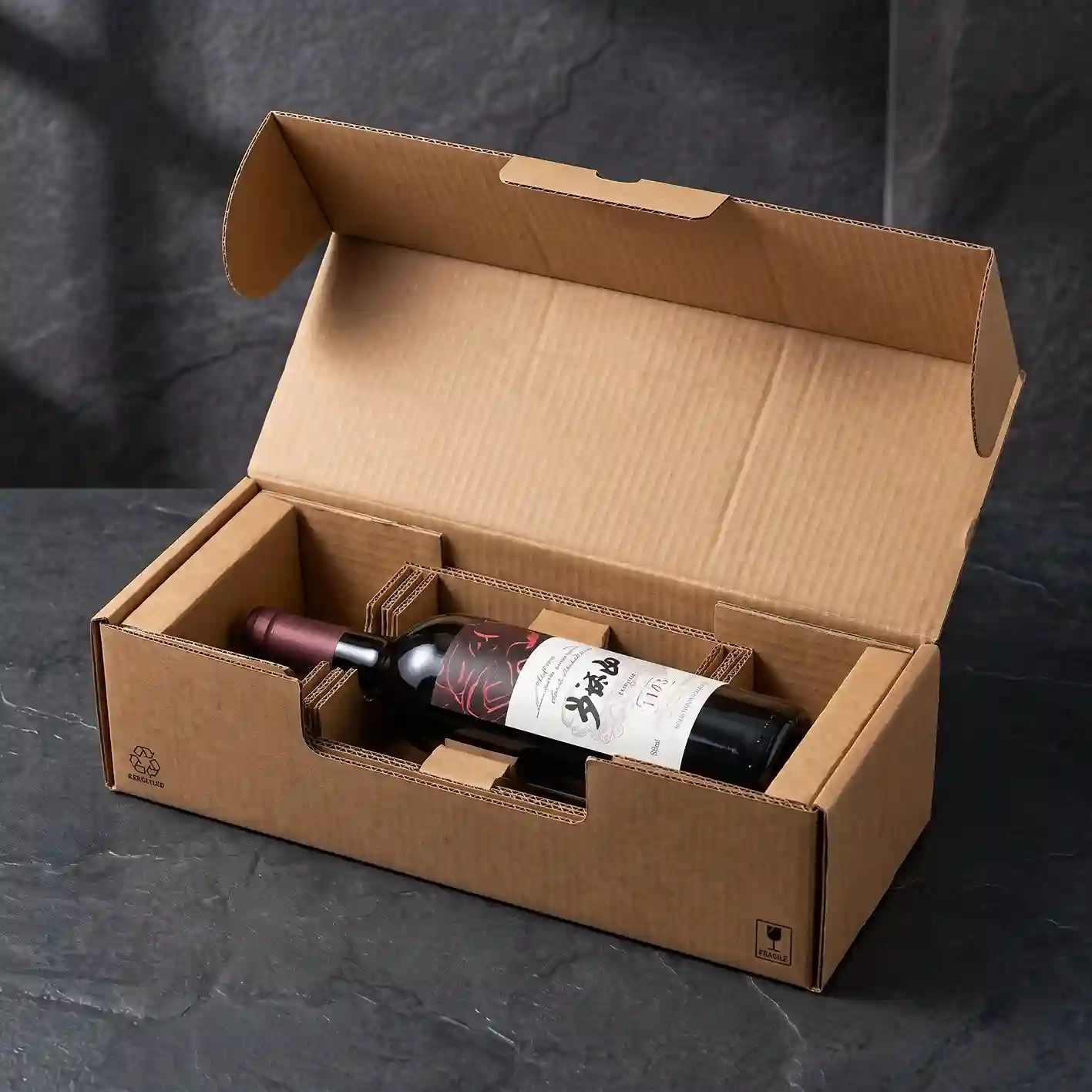 Custom bottle shipping box from Horizons Packaging