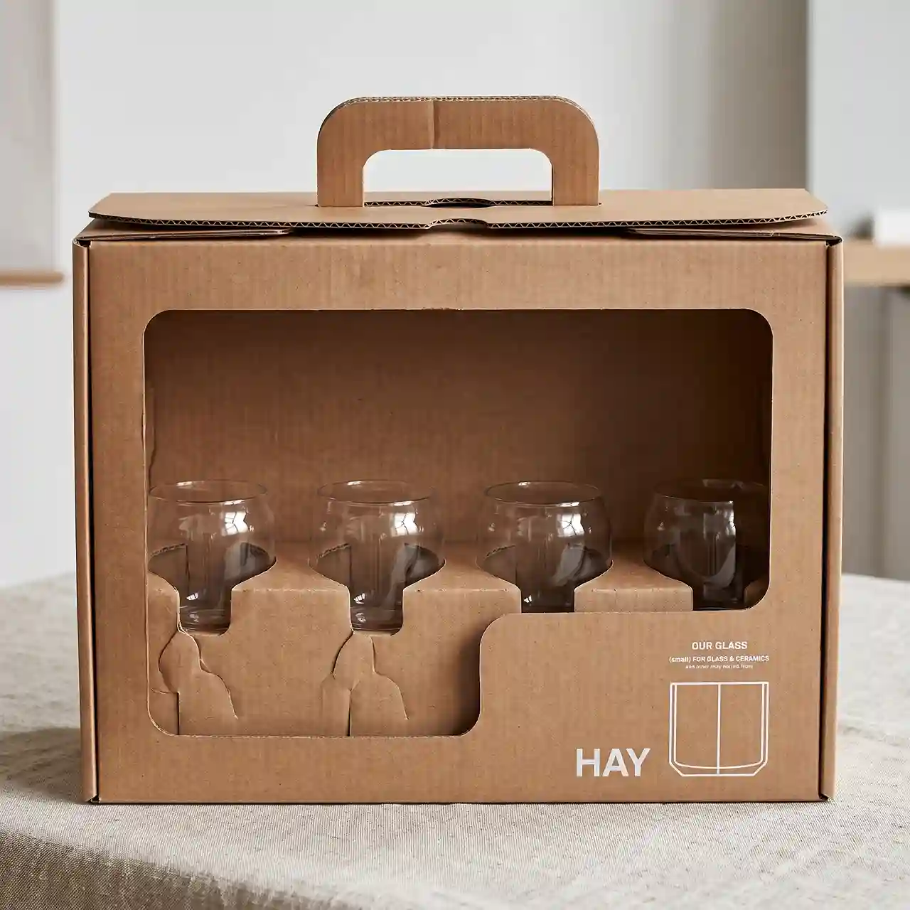 Custom glass shipping box from Horizons Packaging