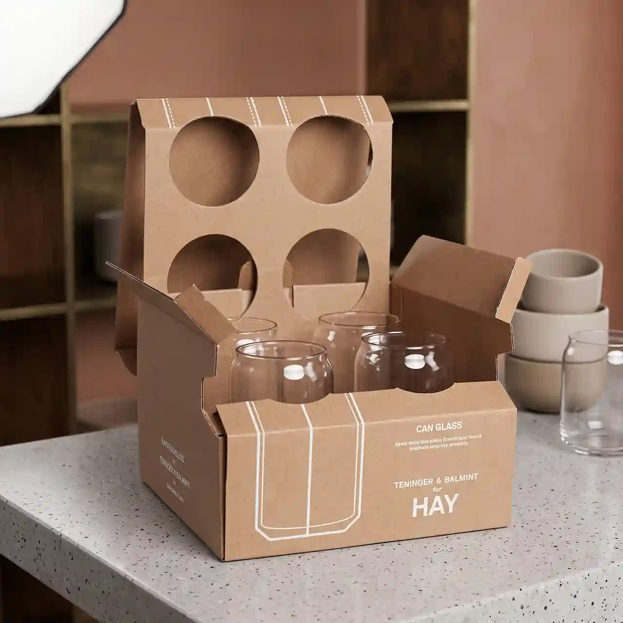 Custom glass shipping box from Horizons Packaging