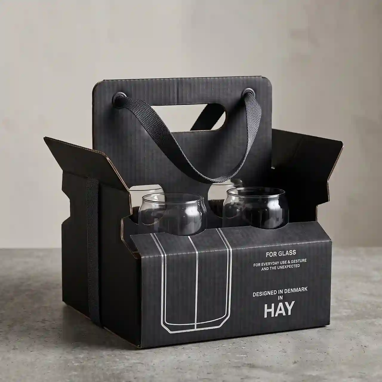 Custom glass shipping box from Horizons Packaging