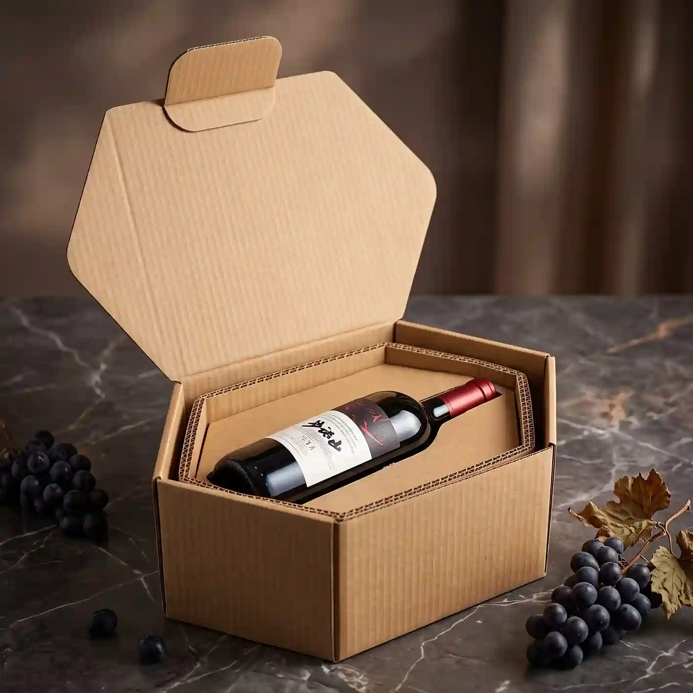 Custom bottle shipping box from Horizons Packaging