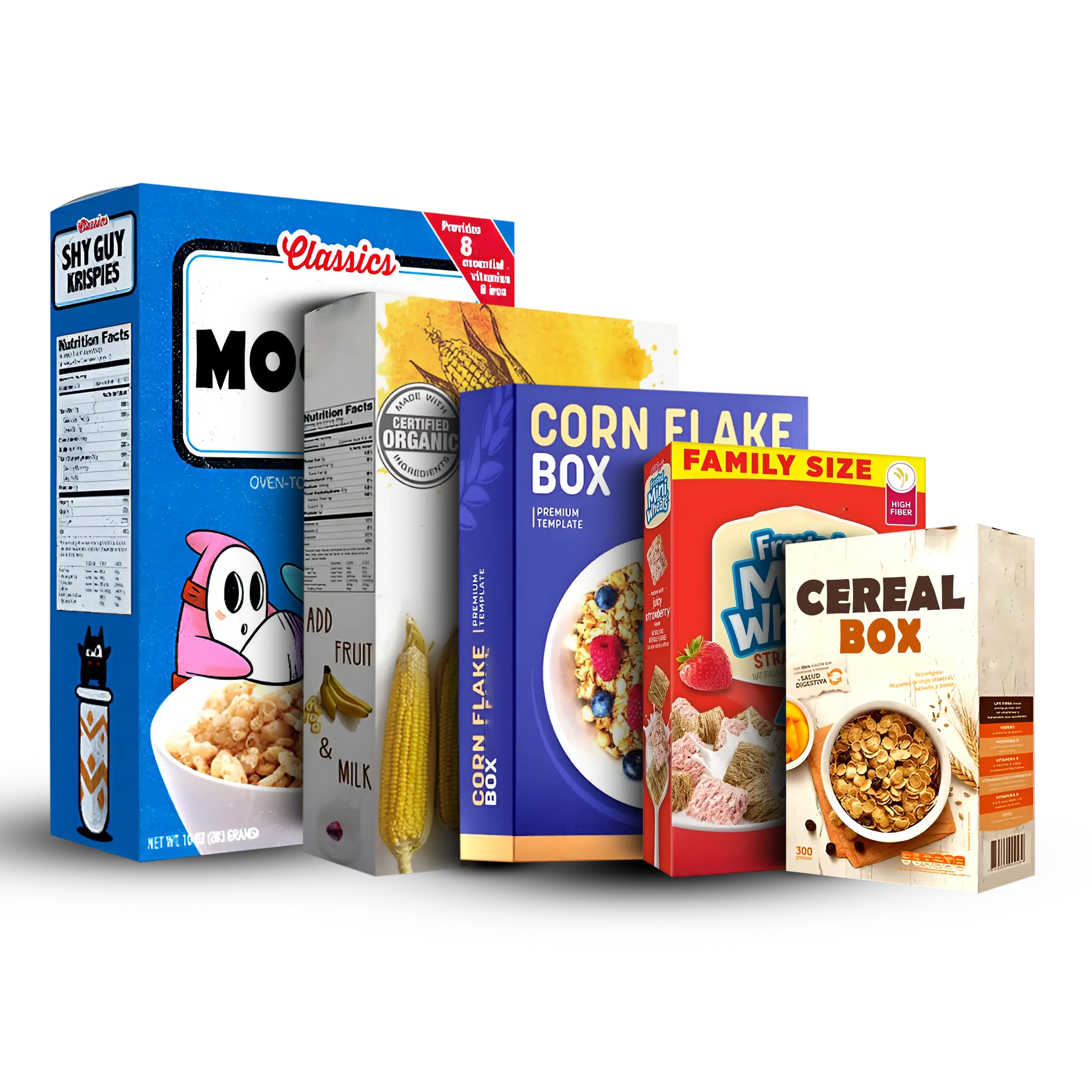 Custom cereal packaging boxes from Horizons Packaging β corn flakes, mini, and wholesale cereal boxes
