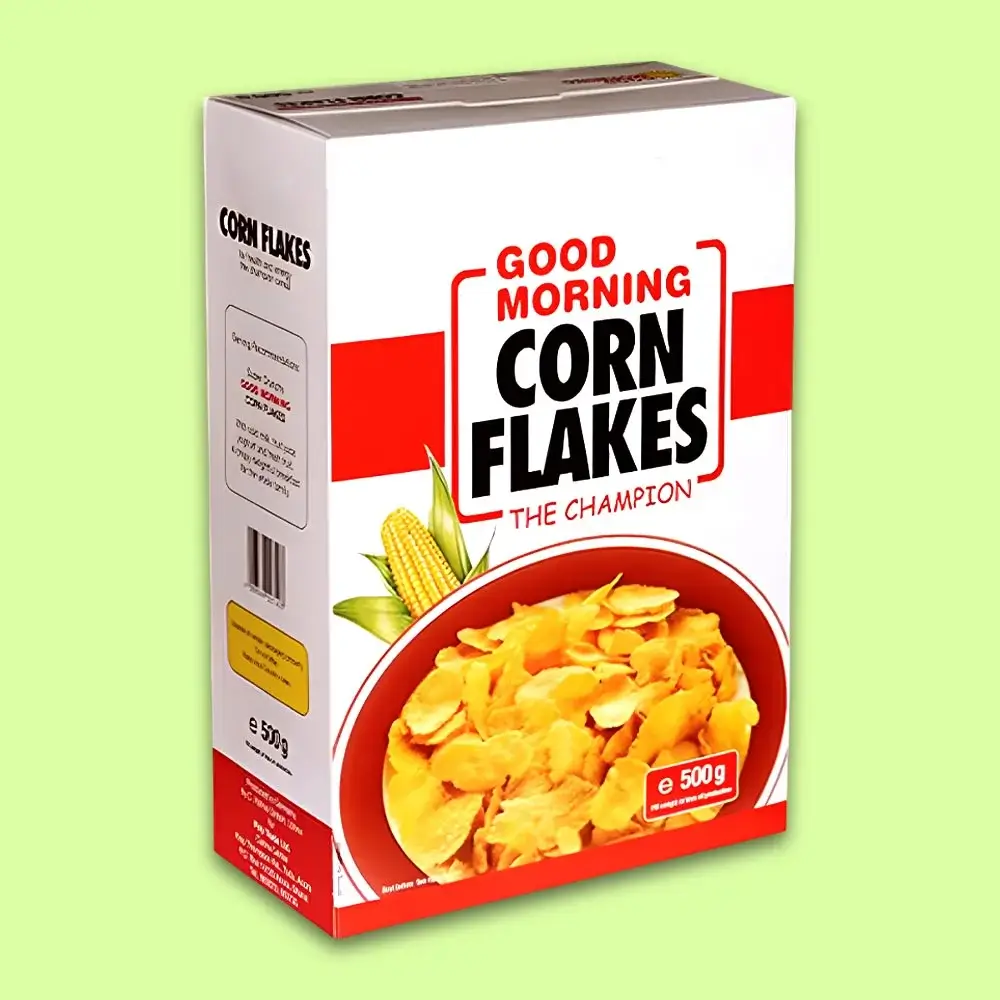 Custom corn flakes box from Horizons Packaging