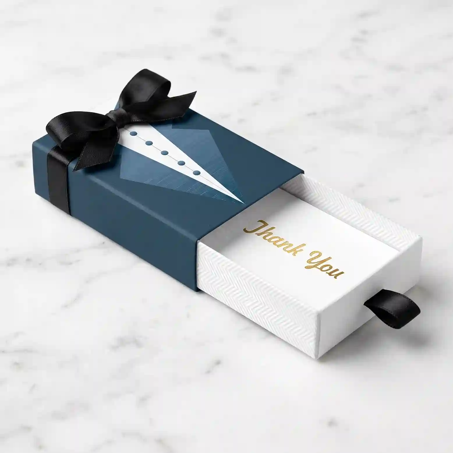 Custom tuxedo gift box from Horizons Packaging
