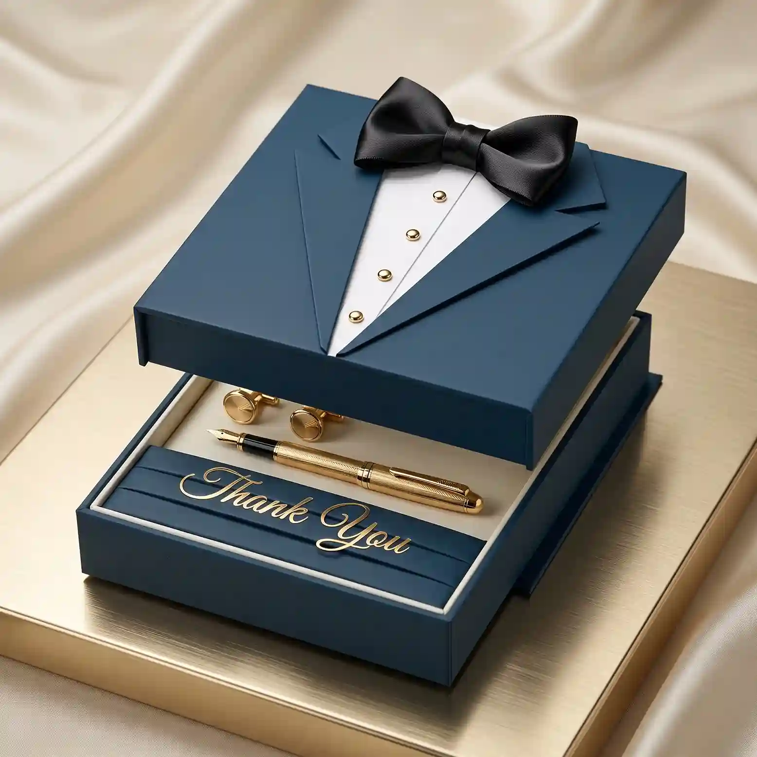 Custom tuxedo gift box from Horizons Packaging