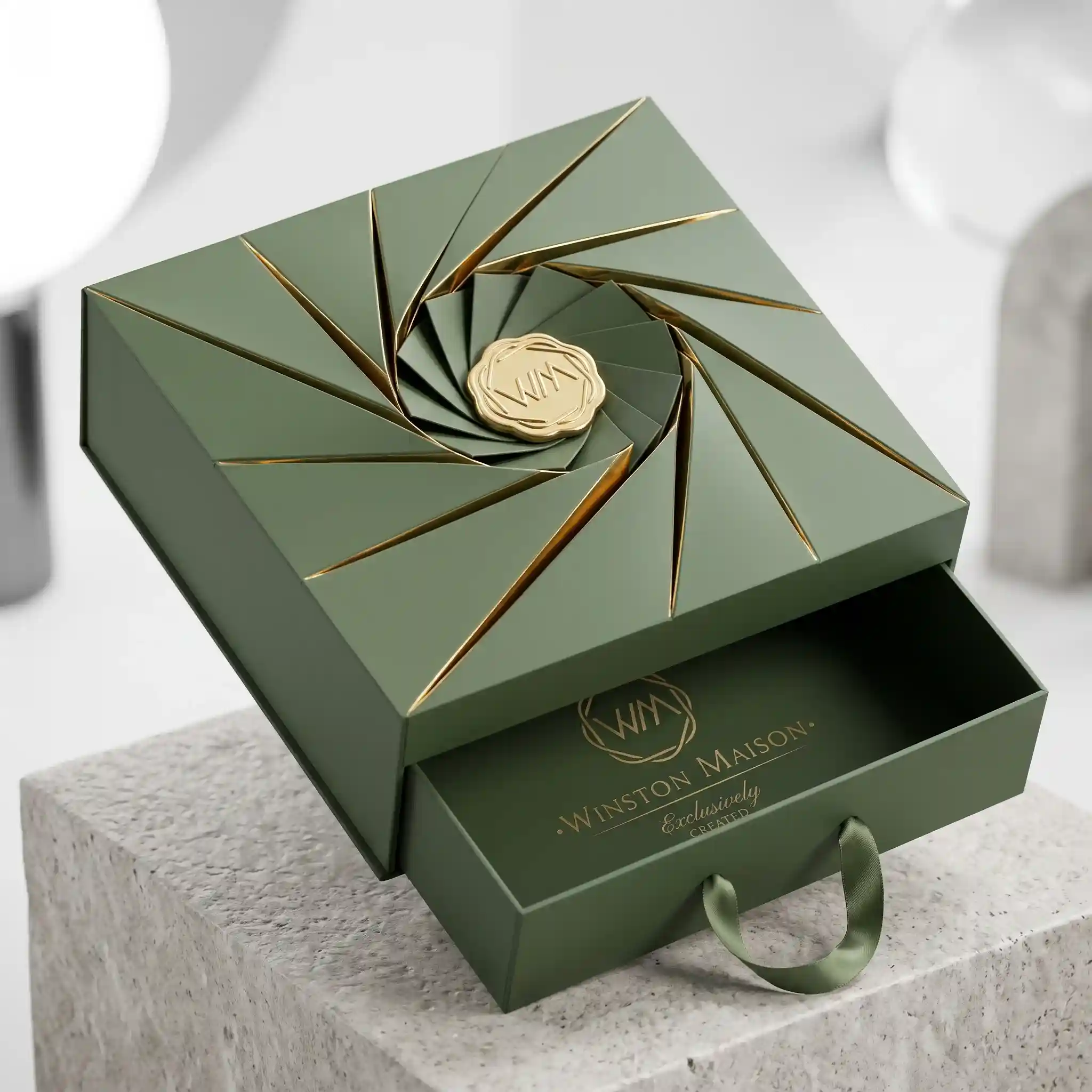 Custom twisted top gift box from Horizons Packaging
