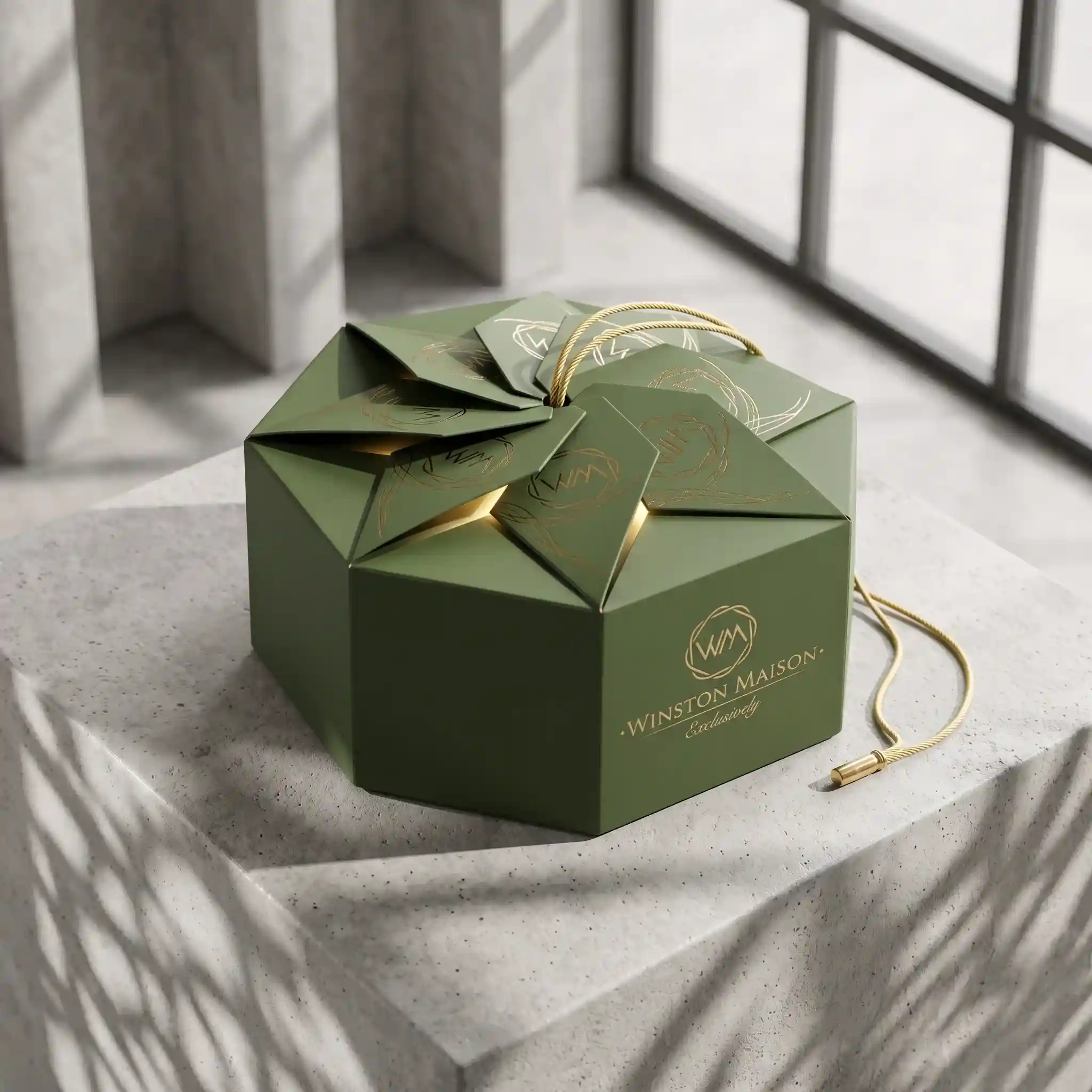Custom twisted top gift box from Horizons Packaging