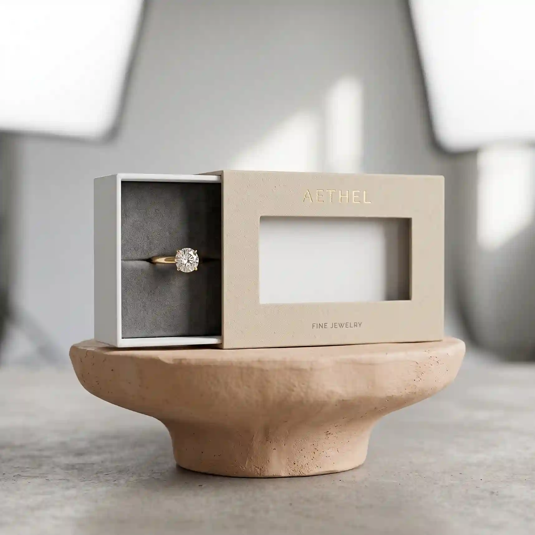 Custom branded ring box from Horizons Packaging