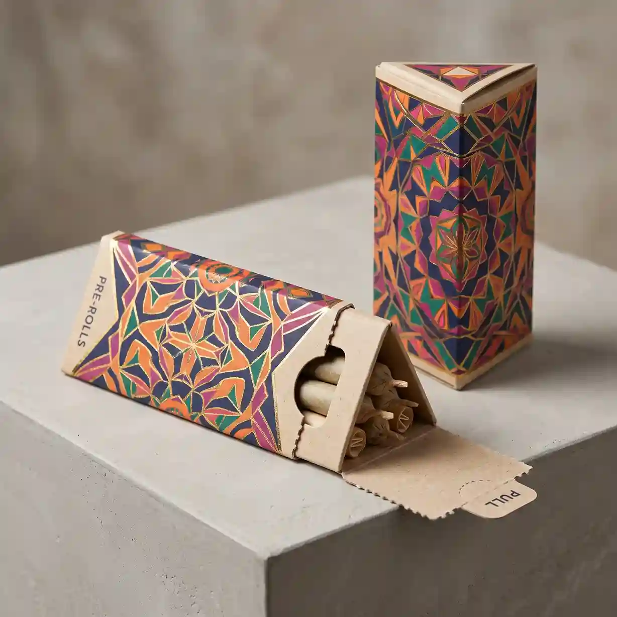 Custom custom printed pre roll box from Horizons Packaging