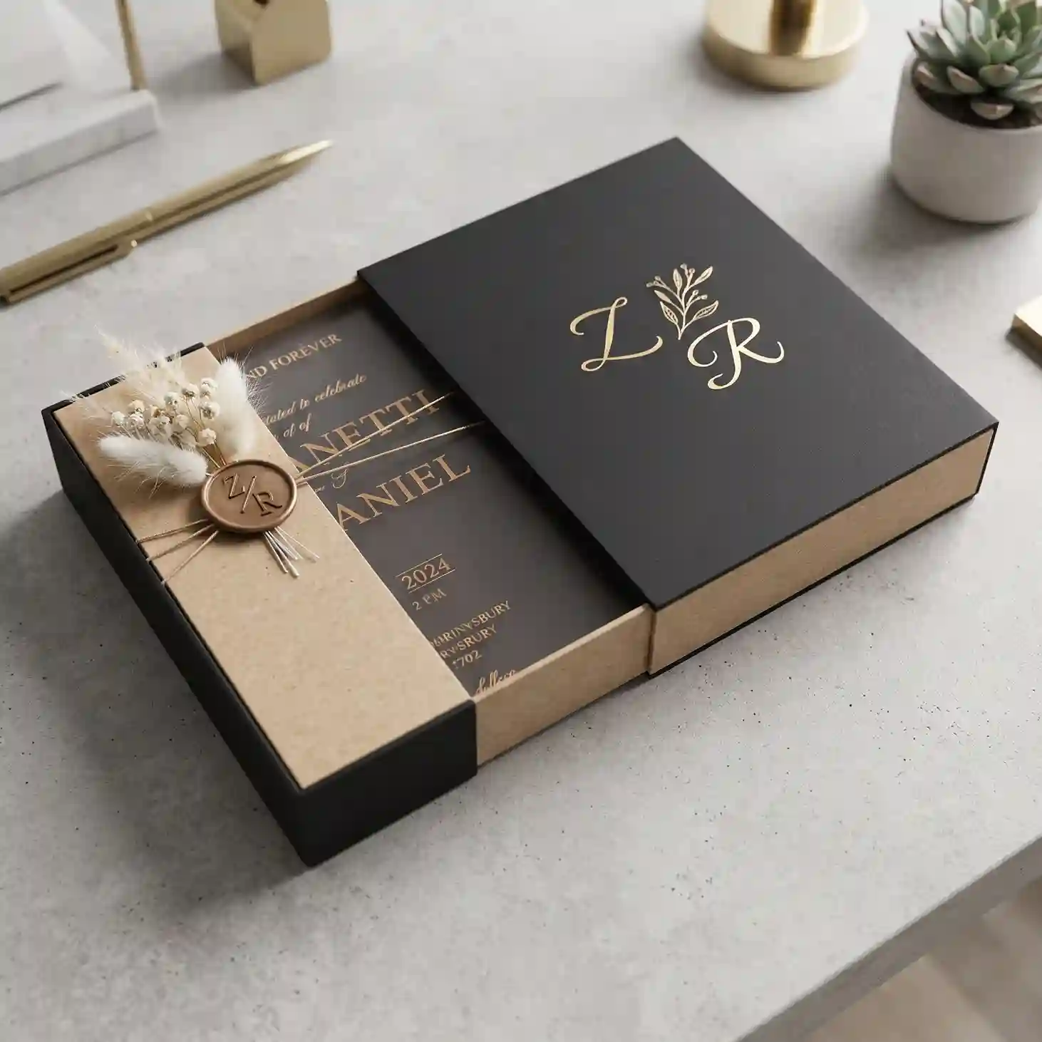 Custom invitation box from Horizons Packaging