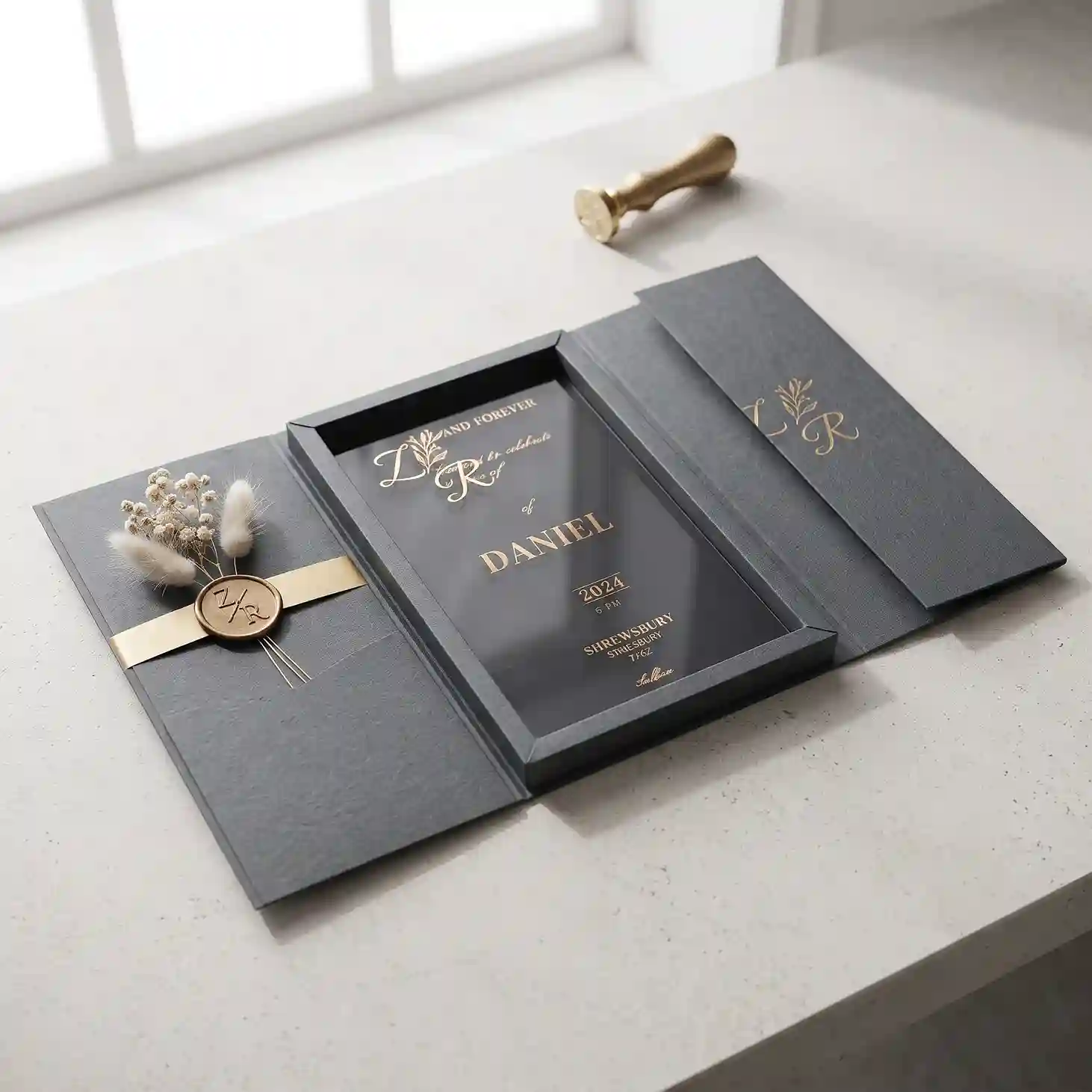 Custom invitation box from Horizons Packaging